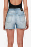 Gucci Blue Embroidered Denim Shorts Size 28