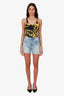 Gucci Blue Embroidered Denim Shorts Size 28