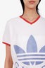 Gucci X Adidas White Logo Printed Cropped T-shirt Size L