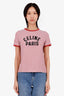 Celine Red/White Striped Logo Print T-shirt Size M