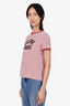 Celine Red/White Striped Logo Print T-shirt Size M
