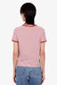 Celine Red/White Striped Logo Print T-shirt Size M