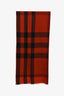 Burberry Orange Check Wool Blend Scarf
