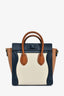 Celine 2015 Cream/Brown/Navy Blue Leather Tricolour Nano Luggage Tote