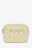 Balenciaga Cream Quilted Puffy Leather Pouch