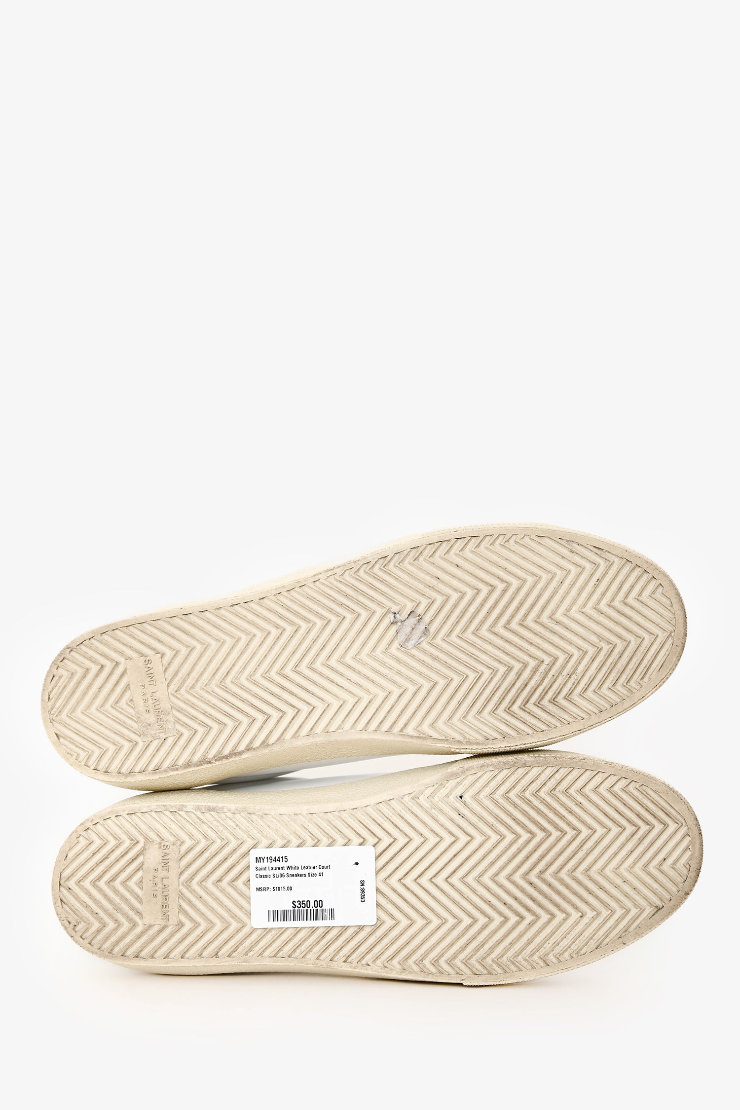 Saint Laurent White Leather Court Classic SL/06 Sneakers Size 41