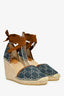 Gucci Blue Denim GG Monogram Espadrille Wedges Size 37