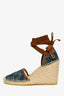 Gucci Blue Denim GG Monogram Espadrille Wedges Size 37