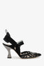 Fendi Black Leather/PVC Colibri FF Heels Size 36