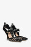 Fendi Black Leather/PVC Colibri FF Heels Size 36
