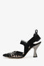 Fendi Black Leather/PVC Colibri FF Heels Size 36