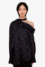 Monse Black Polka Dot Monogram Long Sleeve Off-Shoulder Fringe Top Size 14