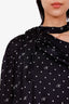 Monse Black Polka Dot Monogram Long Sleeve Off-Shoulder Fringe Top Size 14