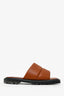 Staud Brown Leather Astro Padded Slides Size 37