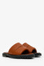 Staud Brown Leather Astro Padded Slides Size 37