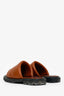 Staud Brown Leather Astro Padded Slides Size 37