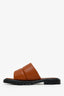 Staud Brown Leather Astro Padded Slides Size 37