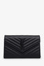 Saint Laurent Black Chevron Leather Envelope Wallet On Chain