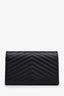 Saint Laurent Black Chevron Leather Envelope Wallet On Chain