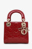 Christian Dior 2023 Red Patent Cannage Leather Mini Lady Dior