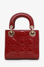 Christian Dior 2023 Red Patent Cannage Leather Mini Lady Dior