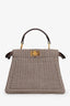 Fendi Brown Wool Houndstooth Peekaboo IseeU Petite Handbag