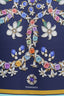 Tiffany & Co. Navy Silk Floral Diamond Print Scarf
