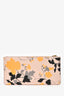 Salvatore Ferragamo Pink/Leather Leather Floral Printed Wristlet Pouch