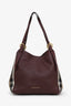 Burberry Burgundy/Beige Small Leather House Check Tote Bag