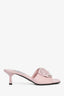 Prada Pink Leather Rosette Heeled Mules Size 37
