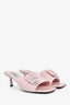 Prada Pink Leather Rosette Heeled Mules Size 37