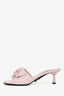 Prada Pink Leather Rosette Heeled Mules Size 37