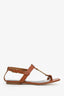 Saint Laurent Brown Cassandra Logo Flat Sandal Size 37