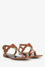 Saint Laurent Brown Cassandra Logo Flat Sandal Size 37