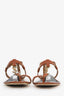 Saint Laurent Brown Cassandra Logo Flat Sandal Size 37