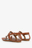 Saint Laurent Brown Cassandra Logo Flat Sandal Size 37