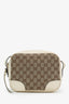 Gucci White/Brown Monogram Mini Bree Messenger Bag