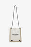 Saint Laurent Beige Linen Calfskin Rive Gauche Drawstring Backpack