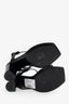 Saint Laurent Black Leather Cassandra Logo Block Heel Sandals Size 37.5