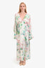 Hemant and Nandita White Tropical Patterned Long Sleeve Maxi Dress Size L