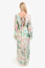 Hemant and Nandita White Tropical Patterned Long Sleeve Maxi Dress Size L