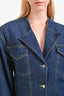 Ganni Dark Blue Denim Padded Shoulder Blazer Size 44