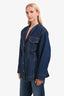 Ganni Dark Blue Denim Padded Shoulder Blazer Size 44
