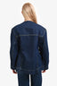Ganni Dark Blue Denim Padded Shoulder Blazer Size 44