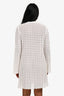 Pre-Loved Chanel™ 2023 White Cotton Knitted Half Button-Up Dress With Slip Size 38