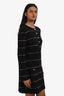 Pre-Loved Chanel™ 2023 Black/Multicolour Cashmere/Wool Stripe Long Sleeve Dress Size 36