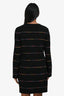 Pre-Loved Chanel™ 2023 Black/Multicolour Cashmere/Wool Stripe Long Sleeve Dress Size 36