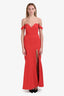NBD Red Strapless Midi Dress With Side Slit Size S