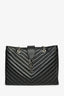 Saint Laurent Black Leather Studded Matelasse Chevron Leather Large Shopping Tote Bag
