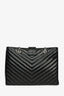 Saint Laurent Black Leather Studded Matelasse Chevron Leather Large Shopping Tote Bag